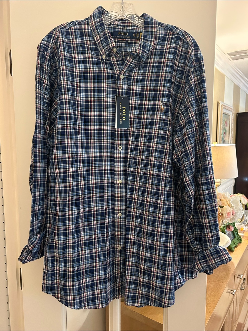 Ralph Lauren Men's Blue Plaid Button-Down Shirt